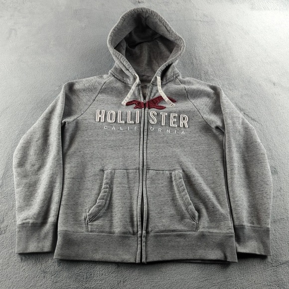 Hollister Other - Hollister Hoodie Large Gray Full Zip California Logo Sweatshirt Fleece Y2K Style
